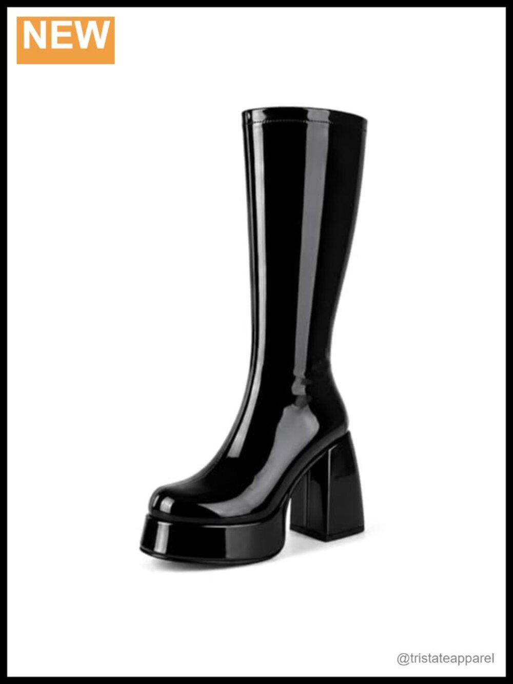 Women's Gogo Boots Knee High Platform Square Toe Boots Synthetic Patent Block